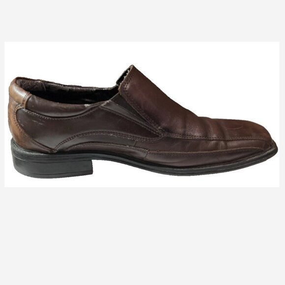 Dockers Leather Slip Ons Loafers Shoes Mens Size 13M Brown Side Stretch 1½" Heel - Picture 3 of 8